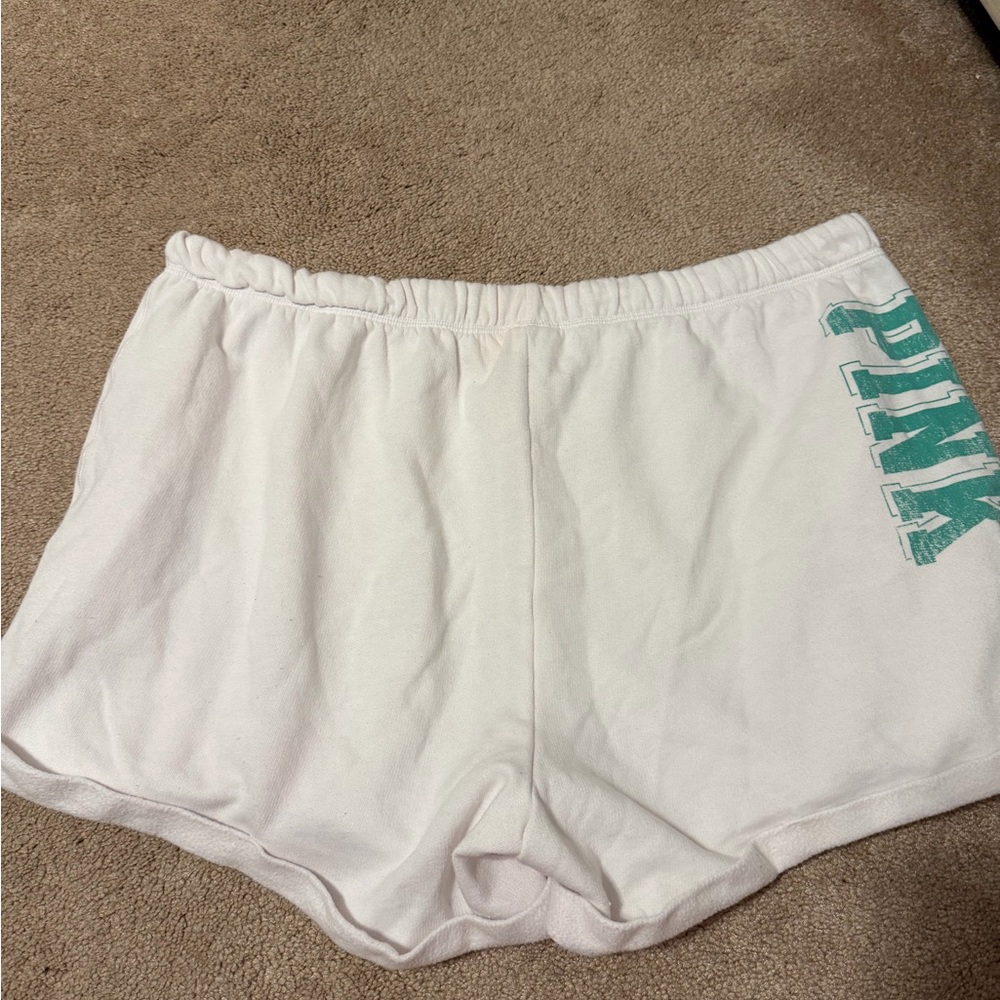 PINK Victoria's Secret White Elastic Waist Drawstring Shorts - Picture 3 of 4